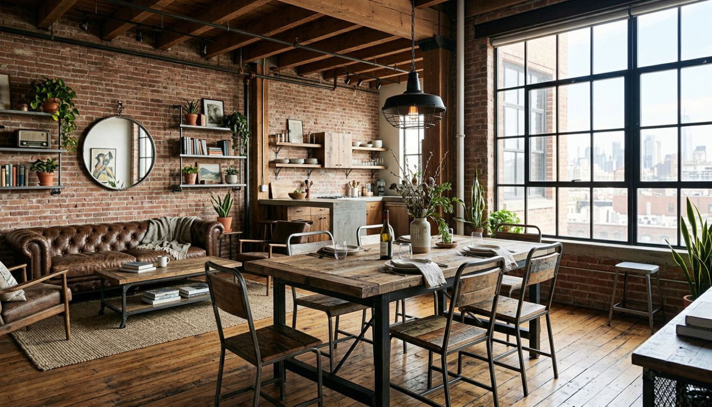 Comment intégrer le style industriel avec des meubles en bois massif ?